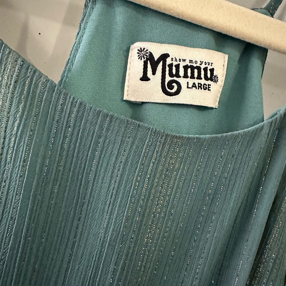 Show Me Your Mumu, Maxi Teal Glitter Dress, Size L
